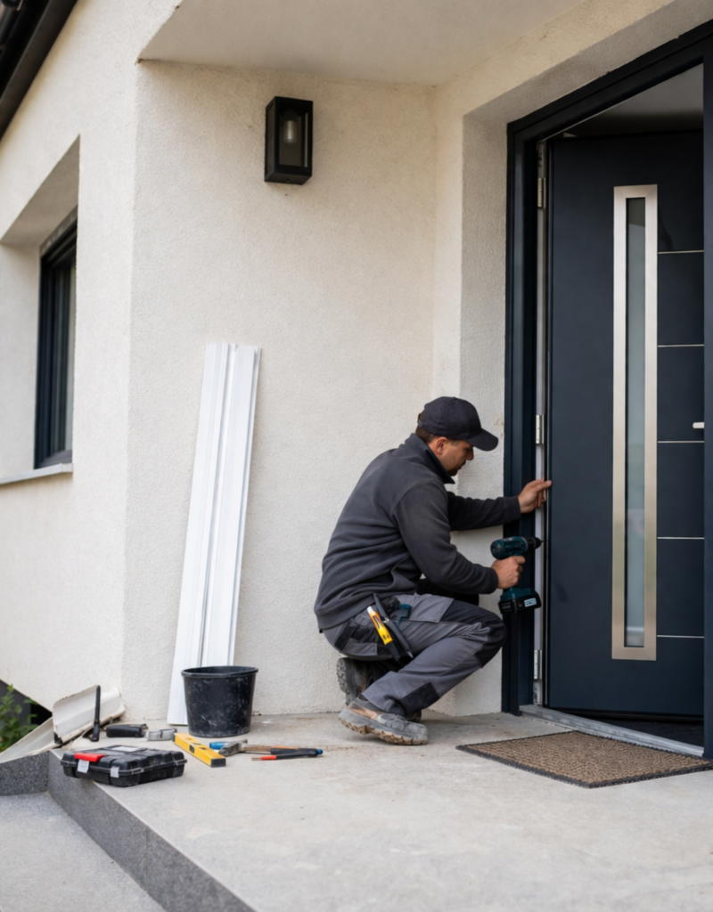 artisan rénovation maison pose porte entrée travaux extérieur professionnel